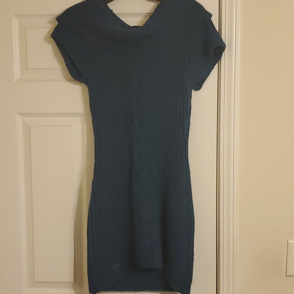 DOTS TEAL SWEATER DRESS - Picture 1 of 4